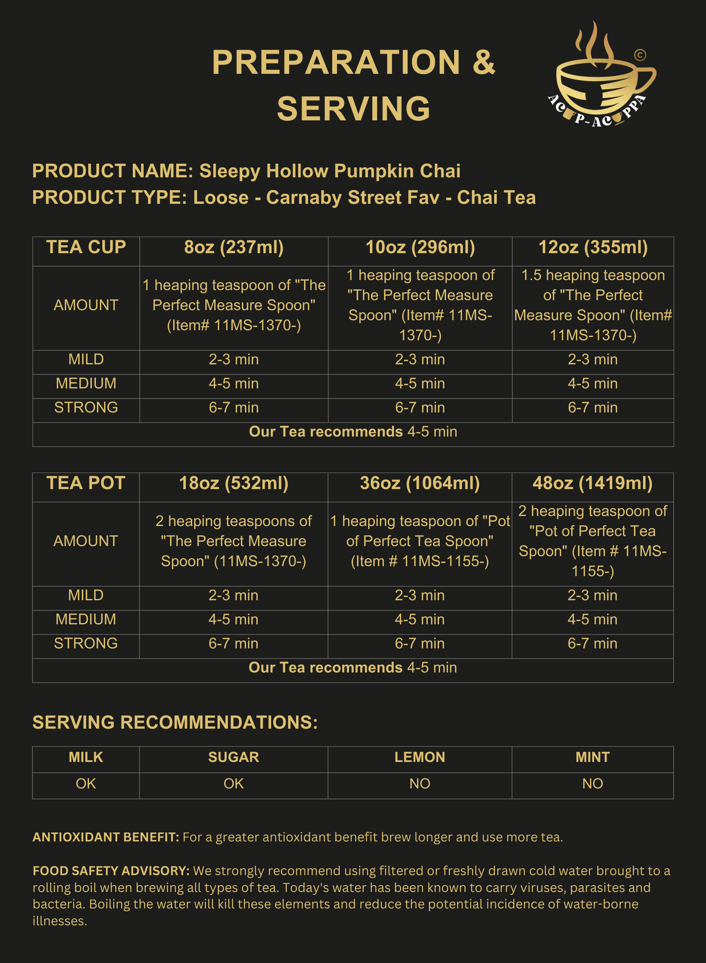 SLEEPY HOLLOW PUMPKIN CHAI